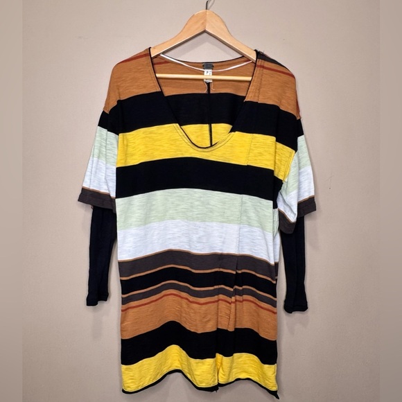 Free People We The Free Kate Layered Striped Tunic Tee. Casual Oversized Small - Picture 2 of 9